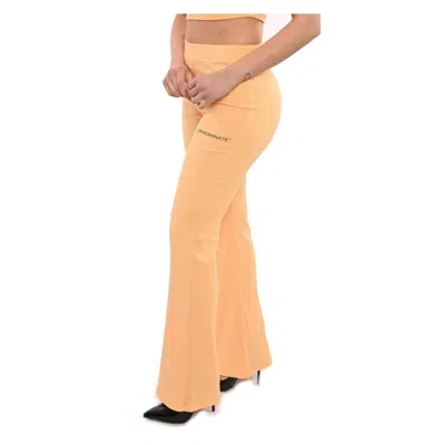 Shop Hinnominate Flared High-waist Ribbed Trousers In Orange