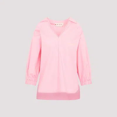 Shop Marni Pink Cotton Top In Pink & Purple