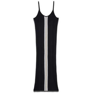 Shop Palm Angels Sleeveless Long Knit Dress With Stripe Detail