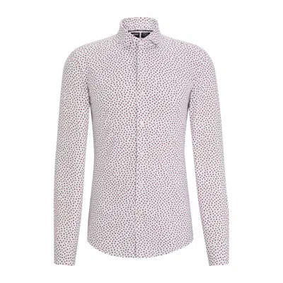 Hugo Boss Slim-fit Shirt In Printed Performance-stretch Fabric In White