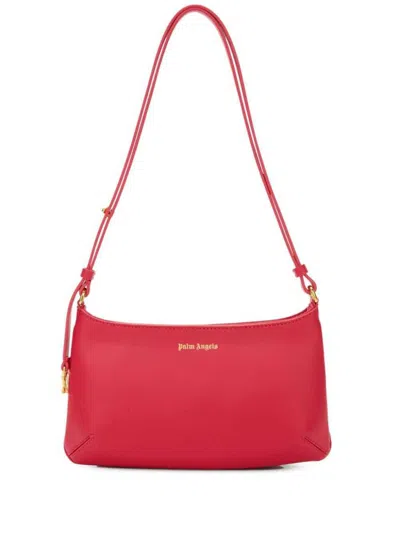 Shop Palm Angels 'lategram' Red Shoulder Bag With Laminated Logo Detail In Leather Woman