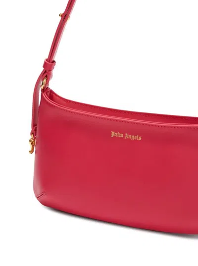 Shop Palm Angels 'lategram' Red Shoulder Bag With Laminated Logo Detail In Leather Woman