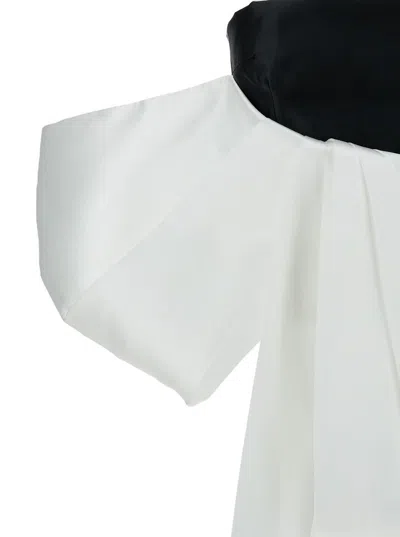 Shop Solace London 'nadina' Black And White Top With Bow Detail In Silk Woman