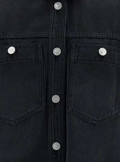 Shop Isabel Marant Black Shirt With Branded Buttons In Denim Woman