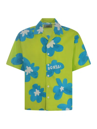Bonsai Cotton Short Sleeve Shirt In Green