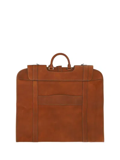 Shop Brunello Cucinelli Leather Clothes Bag In Leather Brown