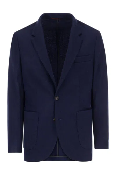 Shop Brunello Cucinelli Cashmere Jersey Blazer With Patch Pockets In Grey