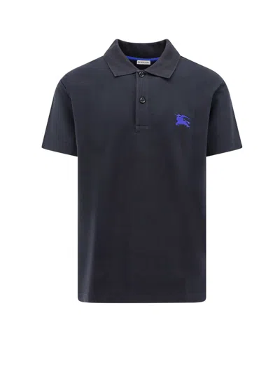 Shop Burberry Pique Polo Shirt With Embroidered Ekd In Black