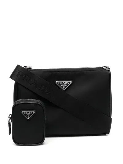Shop Prada Saffiano-leather Shoulder Bag In Black