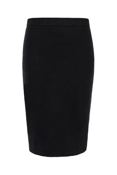 Shop Saint Laurent Wool Midi Pencil Skirt In Black