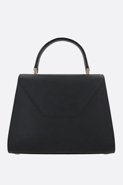 Shop Valextra Iside Medium Leather Handbag In Black