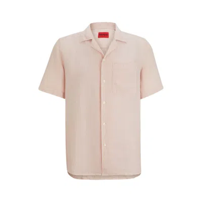 Shop Hugo Relaxed-fit Multi-occasional Shirt In Linen In Pink