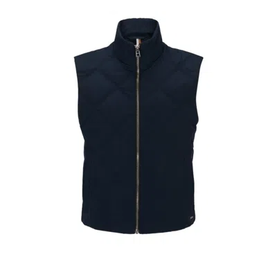 Shop Hugo Boss Regular-fit Gilet With Quilting And Inside Zip Pockets In Blue