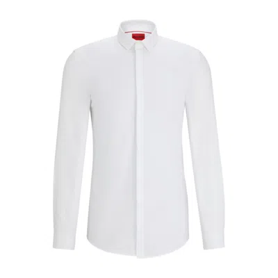 Shop Hugo Slim-fit Shirt In Cotton Jacquard In White