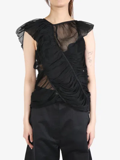 Shop Kiko Kostadinov Women Diagonal??gathered??blouse In Night Black/onyx Black