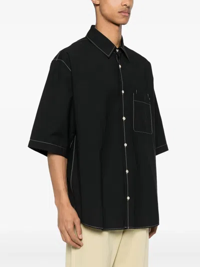 Shop Lemaire Men Double Pocket Ss Shirt In Bk999 Black