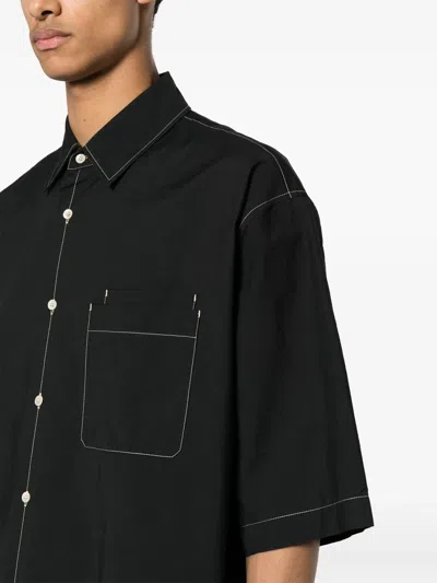 Shop Lemaire Men Double Pocket Ss Shirt In Bk999 Black