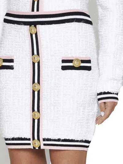 Shop Balmain Skirts In Blanc/noir/blanc/rose