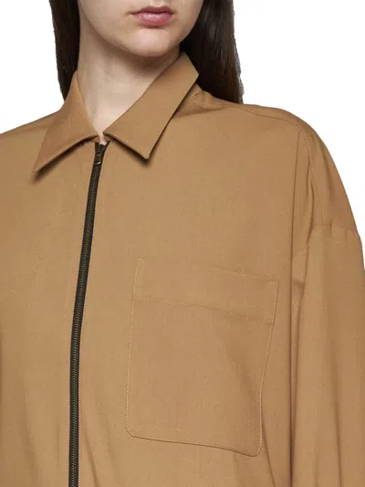 Shop Blanca Vita Coats In Leather Brown