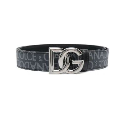 Shop Dolce & Gabbana Belts In Black/grey