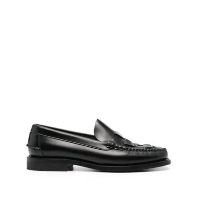 Hereu Nombela Interwoven Leather Loafers In Black
