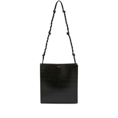 Jil Sander Women Black Leather Large Tangle Shoulder Bag In Black