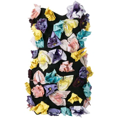 Attico Strapless Embellished Mini Dress In Black