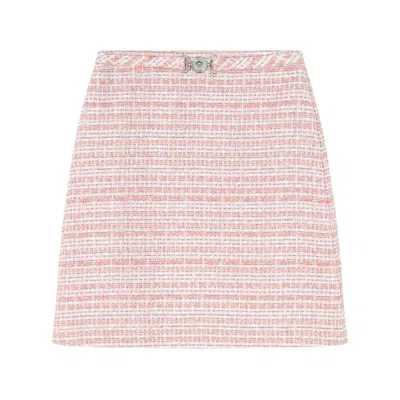 Versace Pink Ribbed Blend Skirt In Pink