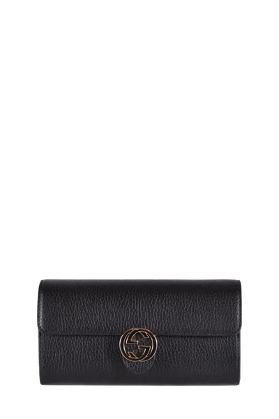 Shop Gucci Gg Wallet In Black Leather