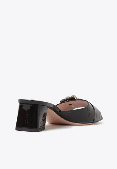 Roger Vivier Bikiviv Crystal-embellished Patent-leather Mules In Black