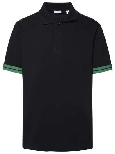 Shop Burberry Black Cotton Polo Shirt Man
