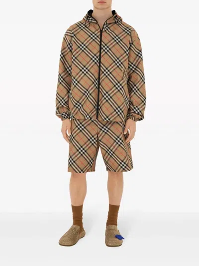 Shop Burberry Men Vintage Check-print Drawstring Shorts In Brown