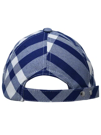 Shop Burberry 'check' Blue Wool Blend Hat Woman