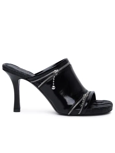 Shop Burberry 'peep' Black Leather Sandals Woman