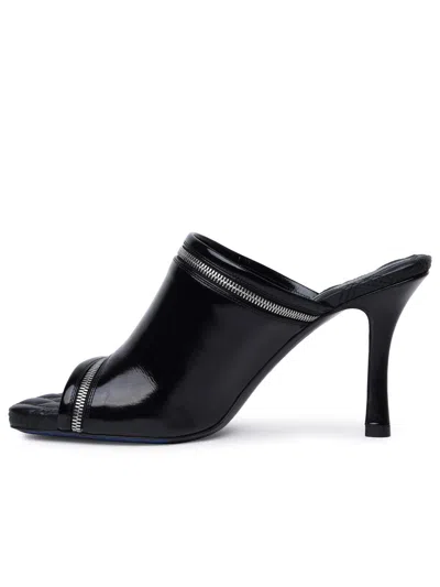 Shop Burberry 'peep' Black Leather Sandals Woman