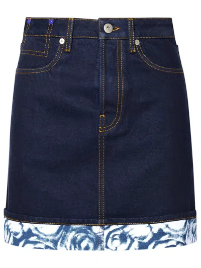 Shop Burberry Indigo Blue Cotton Miniskirt Woman