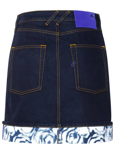 Shop Burberry Indigo Blue Cotton Miniskirt Woman