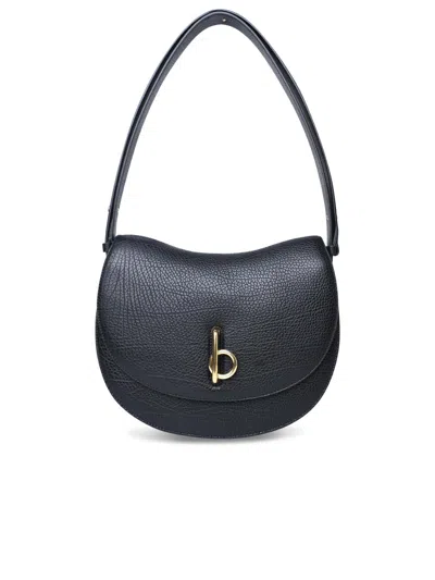 Shop Burberry Medium 'rocking Horse' Black Leather Bag Woman