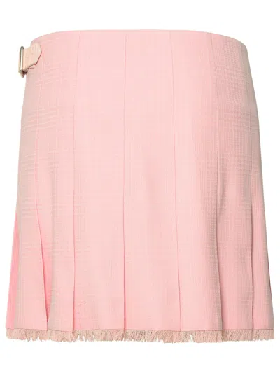 Shop Burberry Pink Virgin Wool Miniskirt Woman