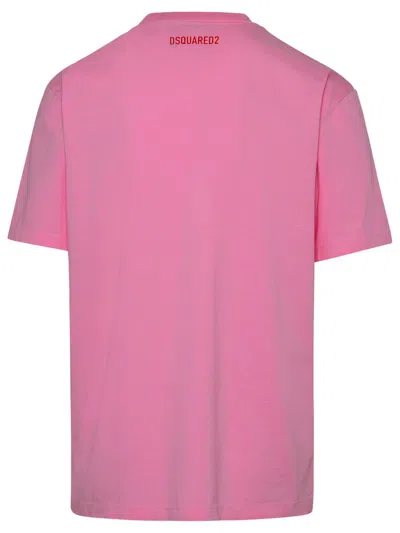 Shop Dsquared2 Pink Cotton T-shirt Man