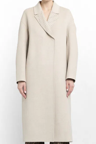 Shop Fendi Coats In Off-white