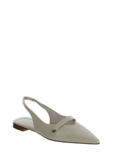 Max Mara Pointed-toe Slingback Flat Shoes In Beige
