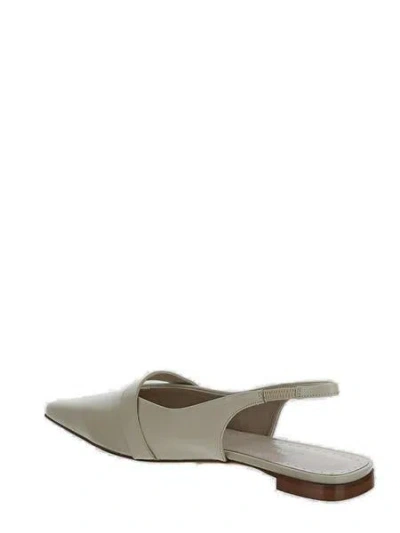 Max Mara Pointed-toe Slingback Flat Shoes In Beige