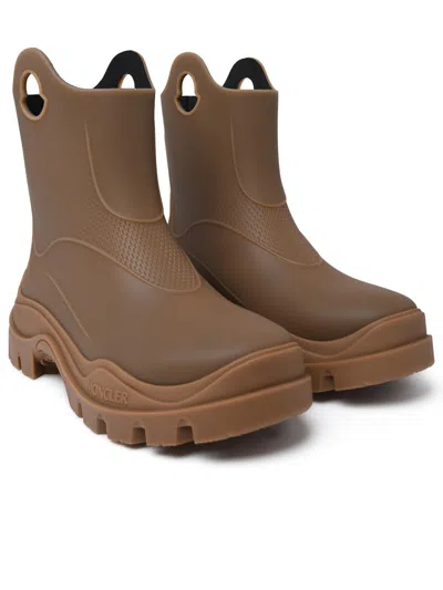 Shop Moncler 'misty' Black Pvc Rain Boots Woman In Cream