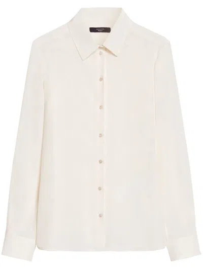 Weekend Max Mara Point-collar Gathered-cuff Shirt In White