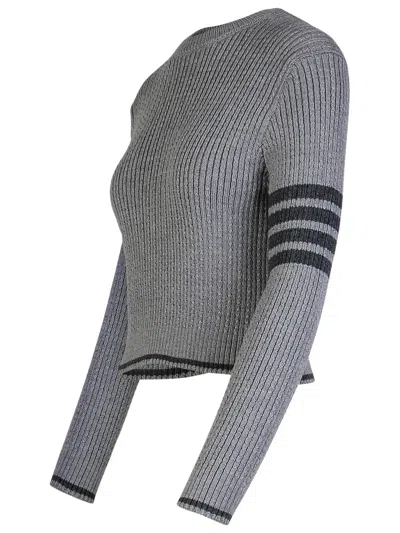 Shop Thom Browne '4 Bar' Grey Virgin Wool Sweater Woman In Gray