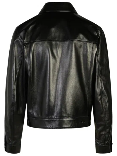 Shop Versace Black Leather Jacket Man