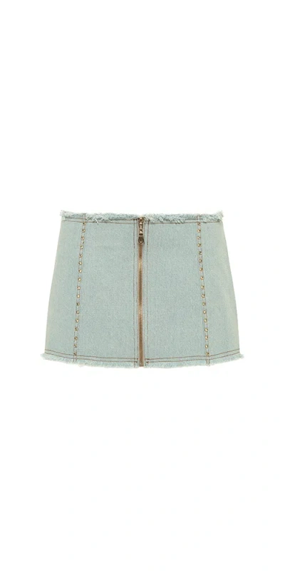 Shop Siedres Loran Crystal Embellished Denim Mini Skirt
