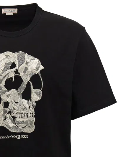 Shop Alexander Mcqueen Embroidery T-shirt In White/black