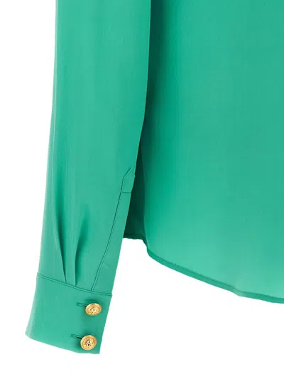 Balmain Logo Button Shirt Shirt And Blouse Light Blue In Blue